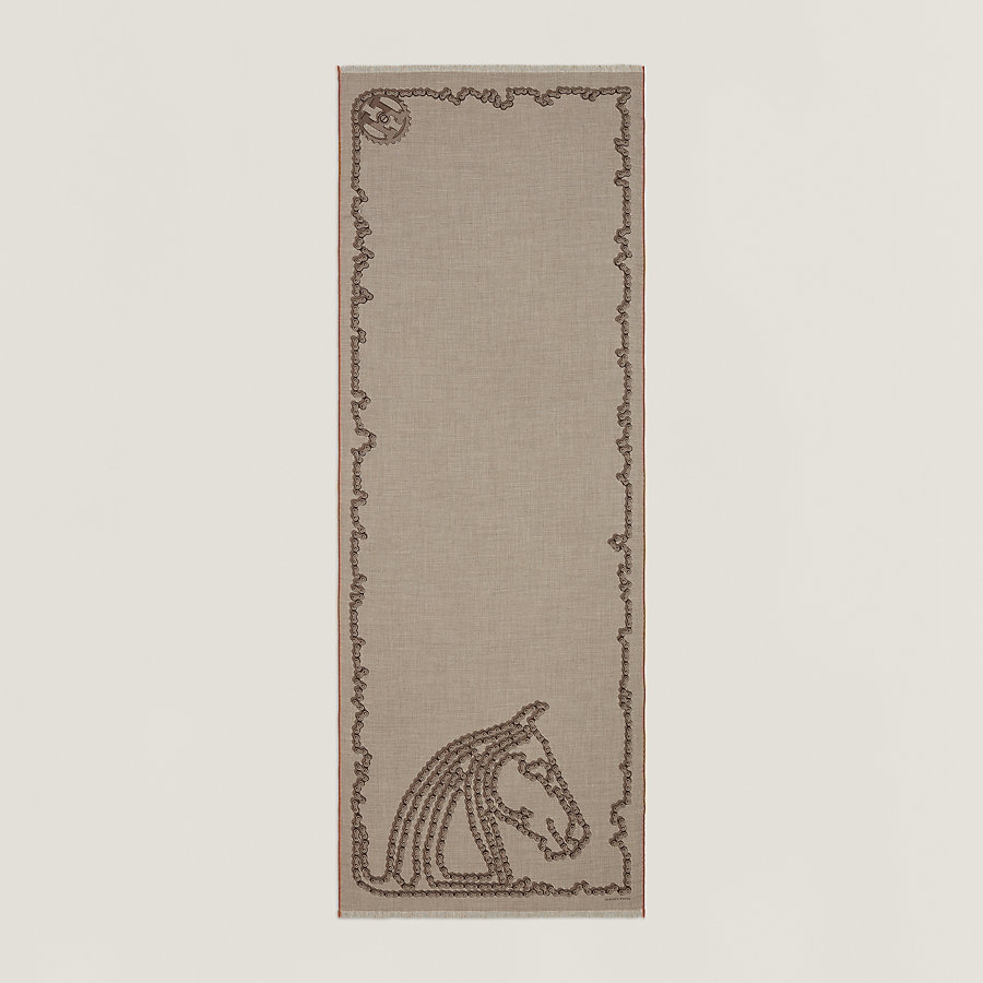 HERMES カシミアシルク ストール Cheval Dechaine